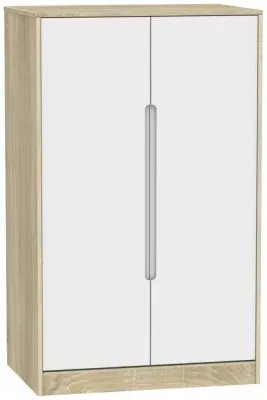 Monaco 2 Door Midi Wardrobe - White Matt, Oak Effect image