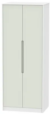 Monaco 2 Door Tall Wardrobe - Cashmere, White