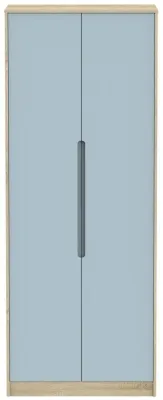 Monaco 2 Door Tall Wardrobe - Denim, Oak