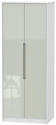Monaco 2 Door Tall Wardrobe - Gloss Cashmere, White