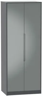 Monaco 2 Door Tall Wardrobe - Grey Gloss, Graphite