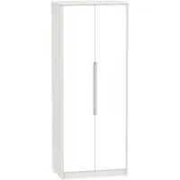 Monaco 2 Door Tall Wardrobe - White, Cashmere