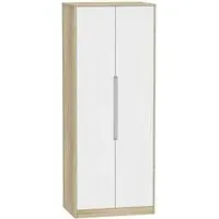 Monaco 2 Door Tall Wardrobe - White, Oak Effect
