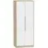 Monaco 2 Door Tall Wardrobe - White, Oak Effect
