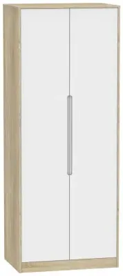 Monaco 2 Door Tall Wardrobe - White, Oak Effect