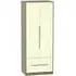 Monaco 2 Door Tall Wardrobe with 2 Drawers - Cream, Walnut