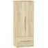 Monaco 2 Door Tall Wardrobe with 2 Drawers - Oak