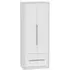 Monaco 2 Door Tall Wardrobe with 2 Drawers - White