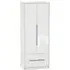Monaco 2 Door Tall Wardrobe with 2 Drawers - White, Cashmere