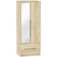 Monaco 2-Door Tall Wardrobe with Mirror - Bardolino, Oak