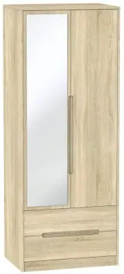 Monaco 2-Door Tall Wardrobe with Mirror - Bardolino, Oak image