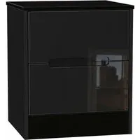 Monaco 2 Drawer Bedside Cabinet - Black