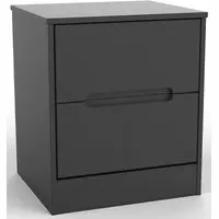 Monaco 2 Drawer Bedside Cabinet - Black