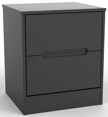 Monaco 2 Drawer Bedside Cabinet - Black image