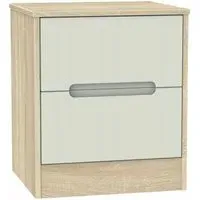 Monaco 2 Drawer Bedside Cabinet - Cashmere, Oak Effect
