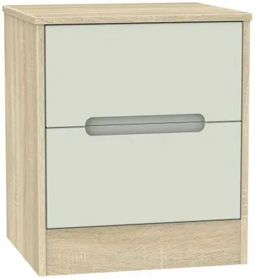 Monaco 2 Drawer Bedside Cabinet - Cashmere, Oak Effect