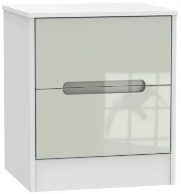 Monaco 2 Drawer Bedside Cabinet - Cashmere, White