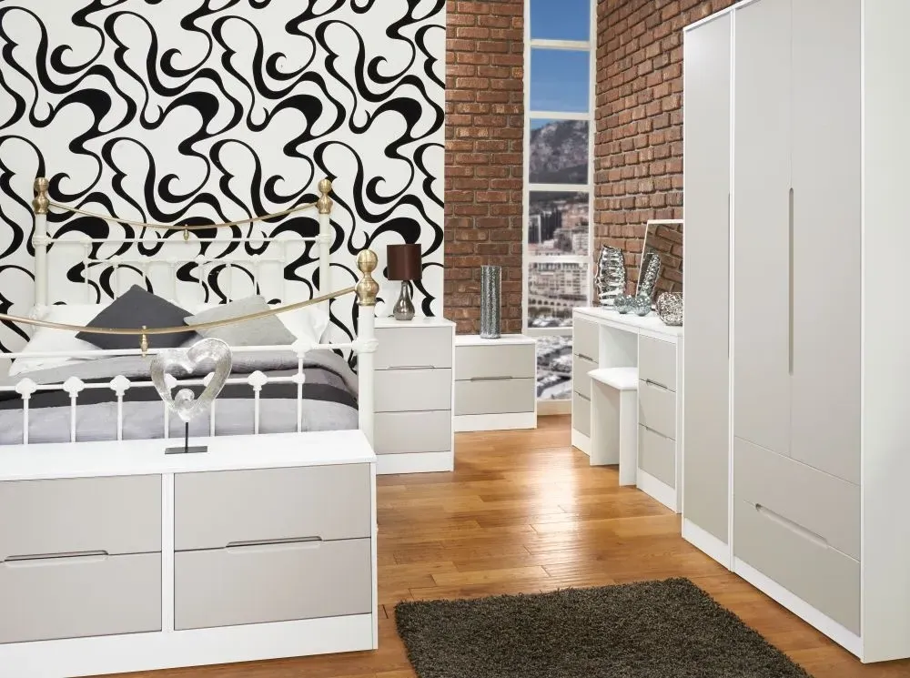 Monaco 2 Drawer Bedside Cabinet - Cashmere, White