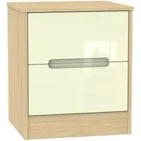 Monaco 2 Drawer Bedside Cabinet - Cream, Light Oak