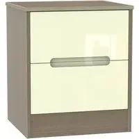 Monaco 2 Drawer Bedside Cabinet - Cream, Walnut