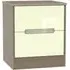 Monaco 2 Drawer Bedside Cabinet - Cream, Walnut