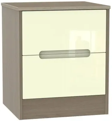 Monaco 2 Drawer Bedside Cabinet - Cream, Walnut
