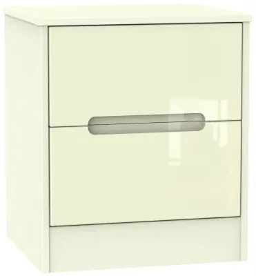 Monaco 2 Drawer Bedside Cabinet - Cream