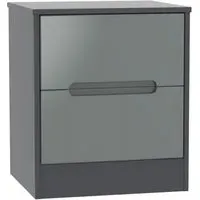 Monaco 2 Drawer Bedside Cabinet - Grey, Graphite