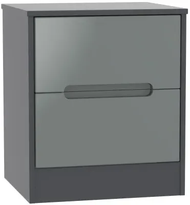 Monaco 2 Drawer Bedside Cabinet - Grey, Graphite