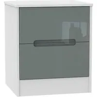 Monaco 2 Drawer Bedside Cabinet - Grey, White