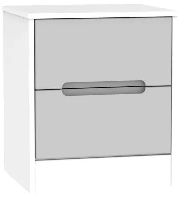 Monaco 2 Drawer Bedside Cabinet - Grey, White