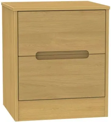 Monaco 2 Drawer Bedside Cabinet - Oak
