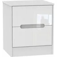 Monaco 2 Drawer Bedside Cabinet - White