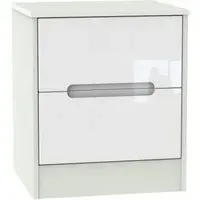 Monaco 2 Drawer Bedside Cabinet - White, Cashmere