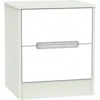 Monaco 2 Drawer Bedside Cabinet - White, Cashmere