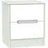 Monaco 2 Drawer Bedside Cabinet - White, Cashmere