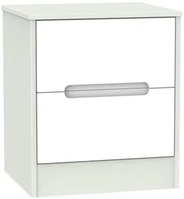Monaco 2 Drawer Bedside Cabinet - White, Cashmere