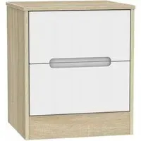 Monaco 2 Drawer Bedside Cabinet - White, Oak Effect