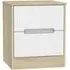 Monaco 2 Drawer Bedside Cabinet - White, Oak Effect