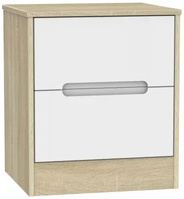 Monaco 2 Drawer Bedside Cabinet - White, Oak Effect image