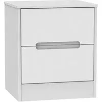 Monaco 2 Drawer Bedside Cabinet - White