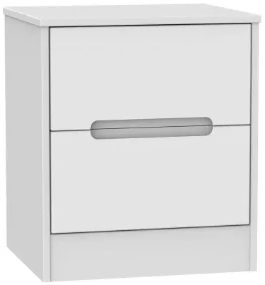 Monaco 2 Drawer Bedside Cabinet - White image