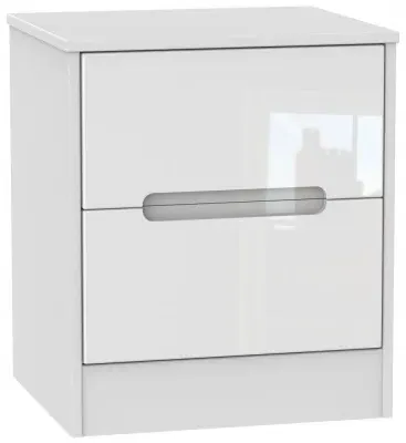Monaco 2 Drawer Bedside Cabinet - White image