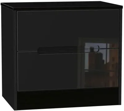 Monaco 2 Drawer Midi Chest - Black