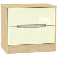 Monaco 2 Drawer Midi Chest - Cream, Light Oak