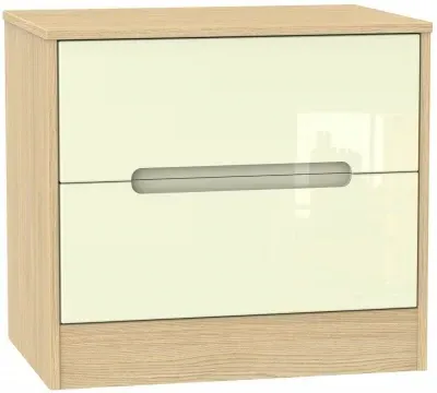 Monaco 2 Drawer Midi Chest - Cream, Light Oak
