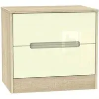 Monaco 2 Drawer Midi Chest - Cream, Oak Effect
