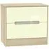 Monaco 2 Drawer Midi Chest - Cream, Oak Effect