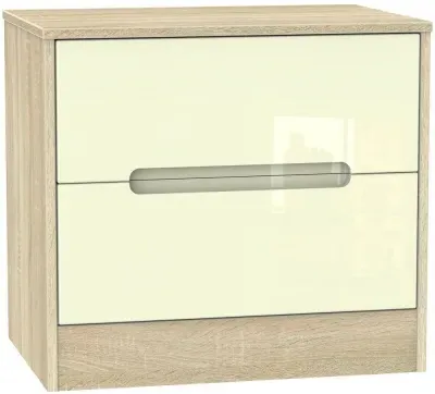 Monaco 2 Drawer Midi Chest - Cream, Oak Effect