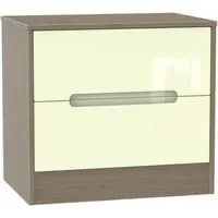 Monaco 2 Drawer Midi Chest - Cream, Toronto Walnut